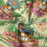 Gods Tiki Pattern Hawaii Long Sleeve Shirt - The Palmix